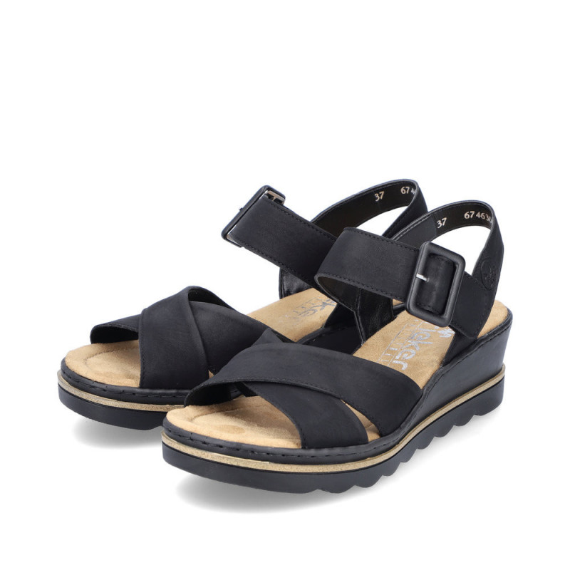 Rieker Damen Keilsandale 67463 - Comfortabele Damessandalen Met Sleehak
