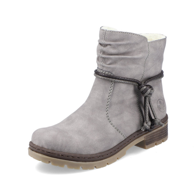 Rieker Damen Chelsea Boots In Grau – Schlupfstiefel Mit Reißverschluss, Warm Gefüttert, Bequeme Sohle