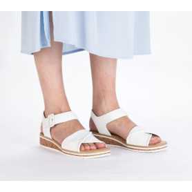 Rieker V3691-80 - Rieker Damen Sandalen Weiss (Rieker Riemchensandale Weiss)