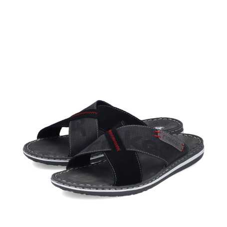 Rieker 21098-02 - Rieker Herren Pantolette Schwarz (Rieker Herren Pantolette Komfortweite)