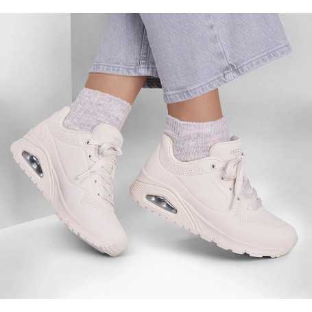 Skechers 73690-OWHT - Skechers Damen Uno Sneaker Beige (Skechers Street Uno Stand on Air Off White)