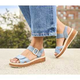 Rieker 62760-12 - Rieker Damen Sandalen Blau (Sportliche Rieker Komfort-Sandale in Blau)