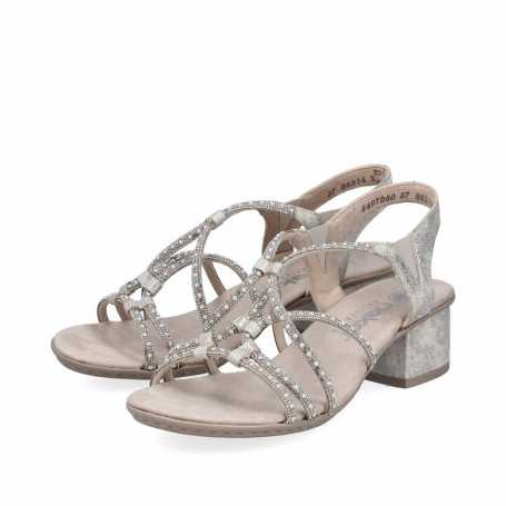 Rieker 64970-60 - Rieker Damen Sandaletten Beige (Rieker Riemchensandalette Silber)