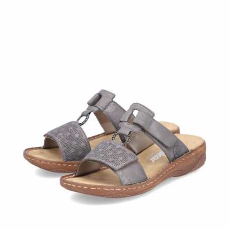 Rieker V2885-42 - Rieker Damen Pantolette Grau (Rieker Sommer Pantoletten in Grau)