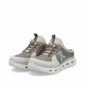 Rieker M6069-45 - Rieker Damen Pantoletten Grau (Sportlicher Rieker Damen-Sabot Grau)