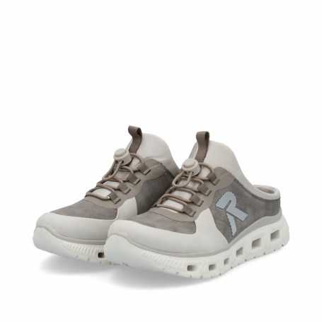 Rieker M6069-45 - Rieker Damen Pantoletten Grau (Sportlicher Rieker Damen-Sabot Grau)