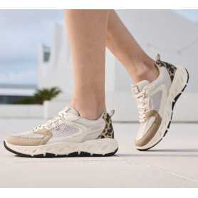 Rieker M6501-60 - Rieker Damen Sneaker Beige (Komfortweite, MemoSoft-Decksohle)