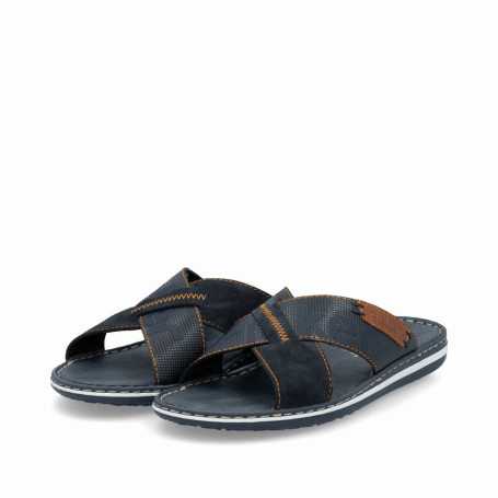 Rieker 21098-14 - Rieker Herren Pantoletten Blau (sportliche Rieker Herren-Pantolette)