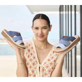 Rieker 62780-12 - Rieker Damen Pantoletten Blau (Rieker Pantolette Damen Extraweit)