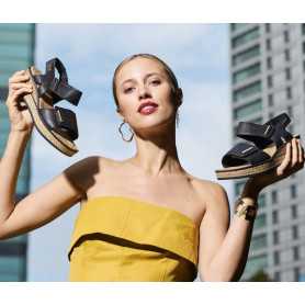 Rieker 63781-00 - Rieker Damen Sandalen Schwarz (Rieker Damen Keilsandalette Schwarz)