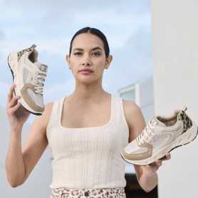 Rieker M6501-60 - Rieker Damen Sneaker Beige (Komfortweite, MemoSoft-Decksohle)