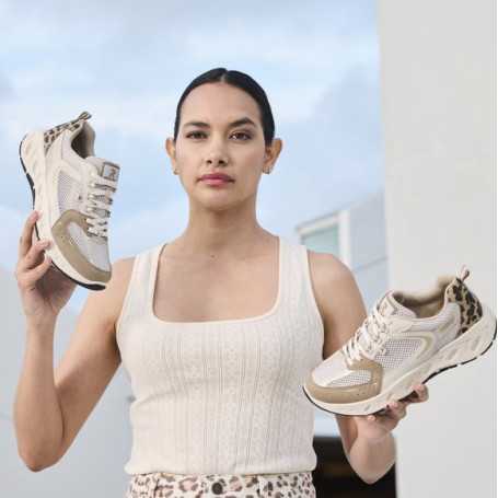 Rieker M6501-60 - Rieker Damen Sneaker Beige (Komfortweite, MemoSoft-Decksohle)