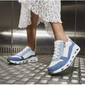 Rieker N5204-12 - Rieker Damen Sneaker Blau (Sportlicher Rieker Damen-Sneaker)