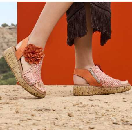 Rieker V1783-90 - Rieker Damen Sandaletten (Pumpkin-Orange/Multi)