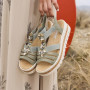 Rieker V4949-52 - Rieker Sandalen Grün (Rieker Damen Sandalette Keilabsatz Grün)