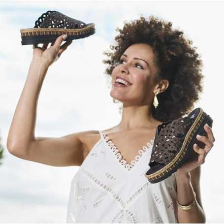 Rieker V7992-24 - Rieker Damen Pantoletten Schwarz (Rieker Damen-Pantolette Sherry)