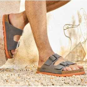 Rieker 21190-40 - Rieker Herren Pantolette Grau (Rieker Herren Pantolette Extraweite H)