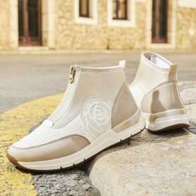 Rieker 58959-62 - Rieker Sommer Stiefelette Beige (Rieker Damen Sneaker High in Beige)