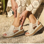 Rieker 62741-60 - Rieker Damen Sandalen Beige (Rieker Damen Keilsandaletten Beige)
