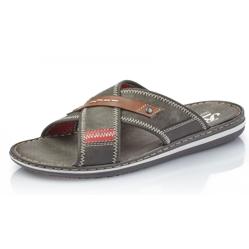 Rieker Infradito Uomo 21043 - Verde, Larghezza Comfort, Suola Ammortizzata - Perfette Per L'Estate