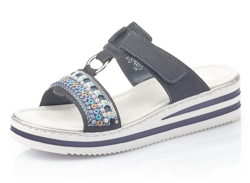 Rieker V02M6-14 - Rieker Pantolette Blau